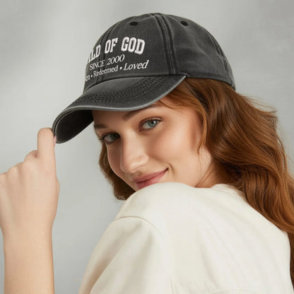 Child Of God Chosen & Redeemed Custom Year - Unisex Washed Cap - Faith Guided Life