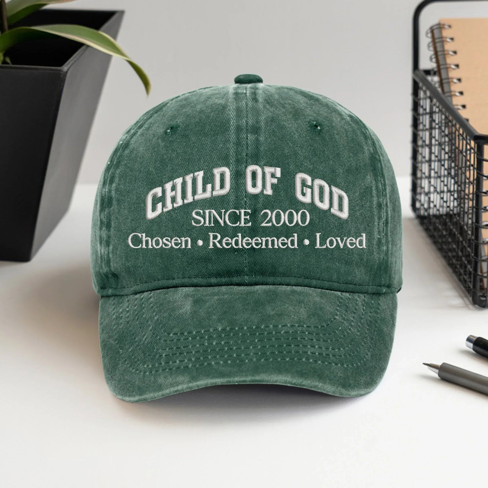 Child Of God Chosen & Redeemed Custom Year - Unisex Washed Cap - Faith Guided Life