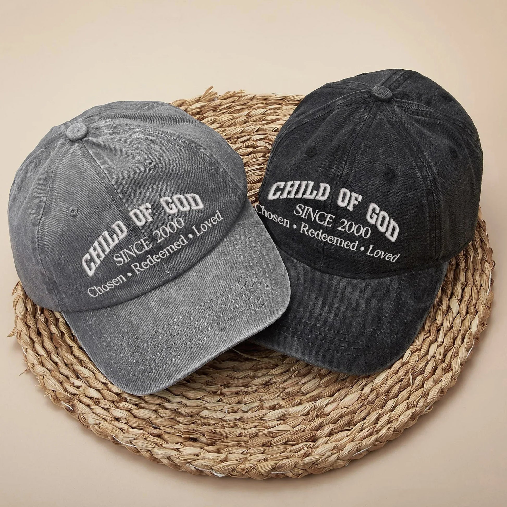 Child Of God Chosen & Redeemed Custom Year - Unisex Washed Cap - Faith Guided Life