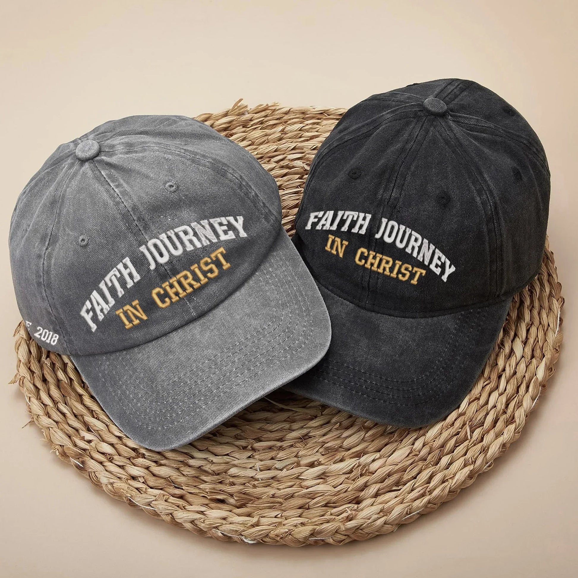 Faith Journey In Christ Custom Year - Unisex Washed Cap - Faith Guided Life