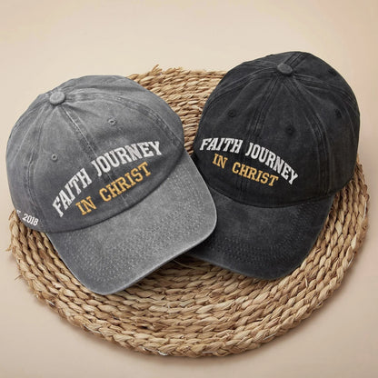 Faith Journey In Christ Custom Year - Unisex Washed Cap - Faith Guided Life