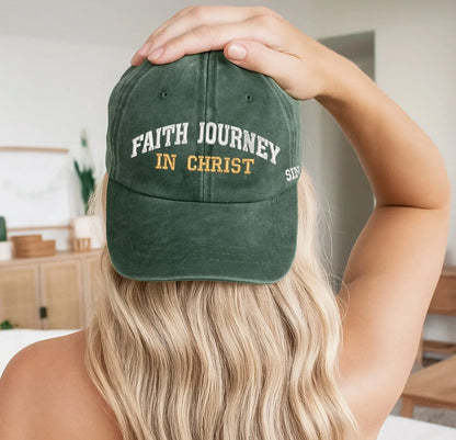Faith Journey In Christ Custom Year - Unisex Washed Cap - Faith Guided Life
