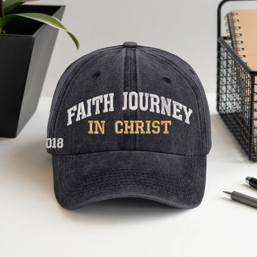 Faith Journey In Christ Custom Year - Unisex Washed Cap - Faith Guided Life