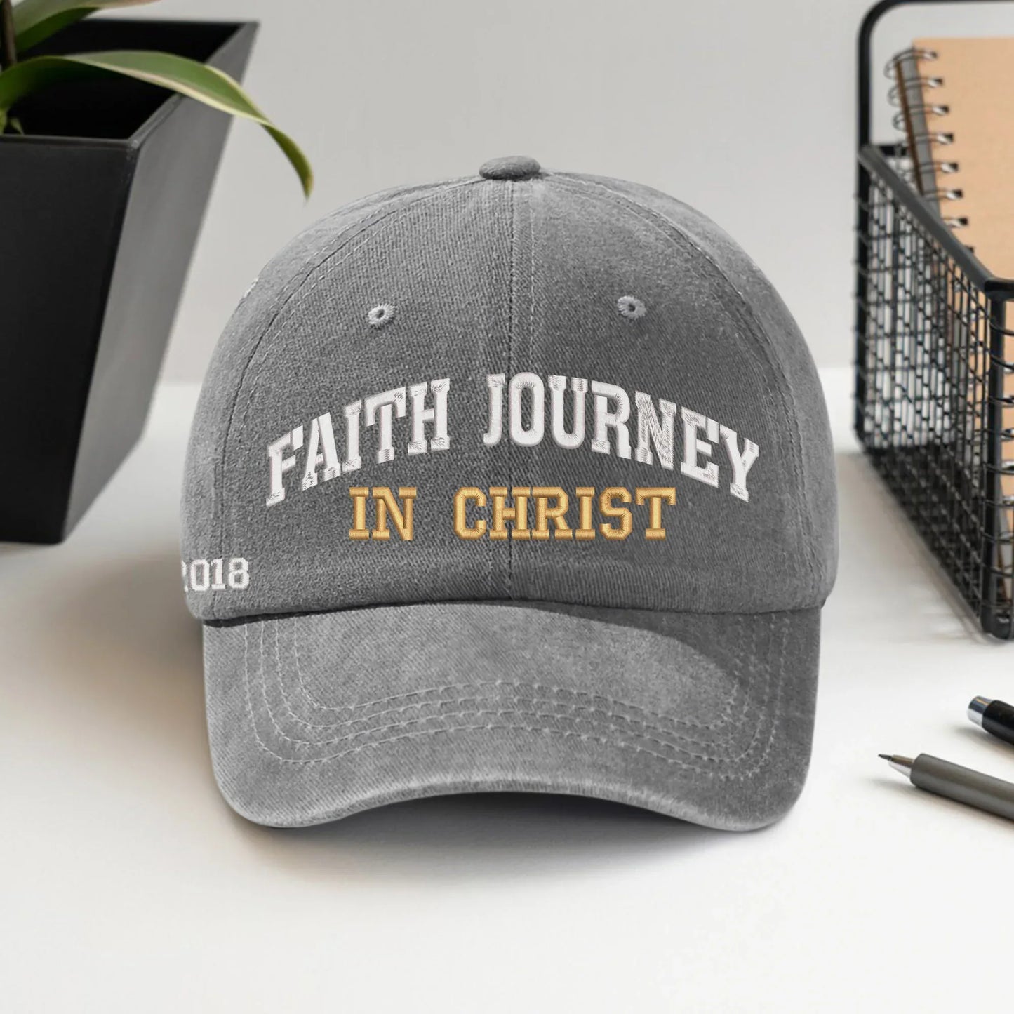 Faith Journey In Christ Custom Year - Unisex Washed Cap - Faith Guided Life