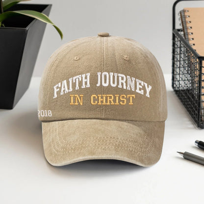 Faith Journey In Christ Custom Year - Unisex Washed Cap - Faith Guided Life