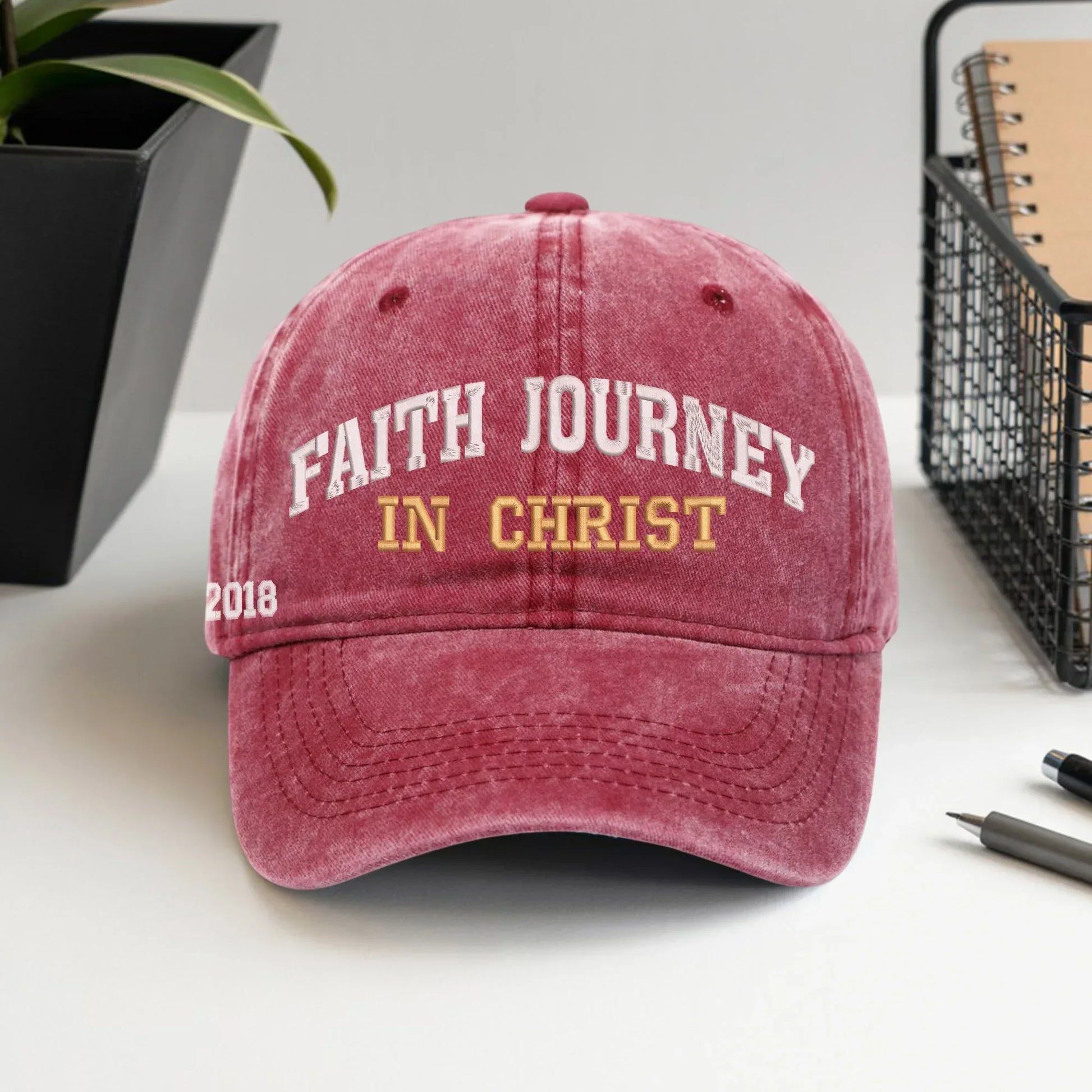 Faith Journey In Christ Custom Year - Unisex Washed Cap - Faith Guided Life