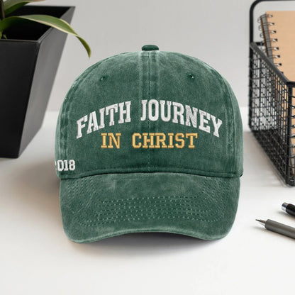 Faith Journey In Christ Custom Year - Unisex Washed Cap - Faith Guided Life