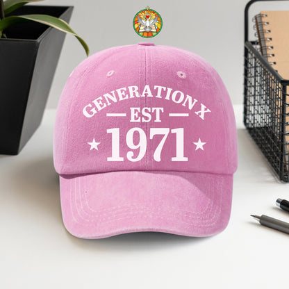 Generation X EST. Custom Year Baseball Cap - Personalized Vintage Pride Hat