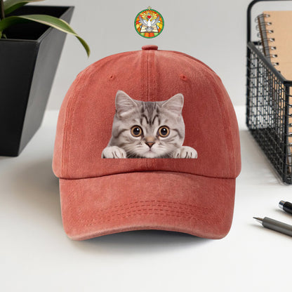 Peeking Cat Baseball Cap - Adorable Cat Lover Hat