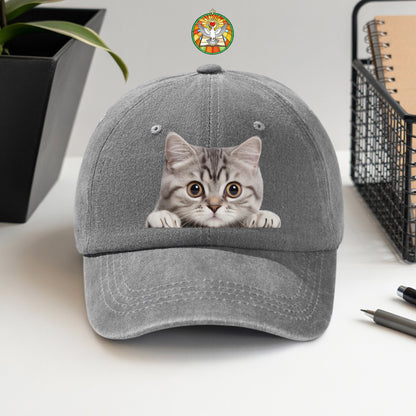 Peeking Cat Baseball Cap - Adorable Cat Lover Hat