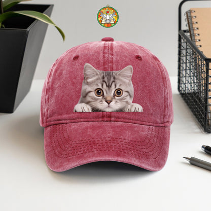 Peeking Cat Baseball Cap - Adorable Cat Lover Hat