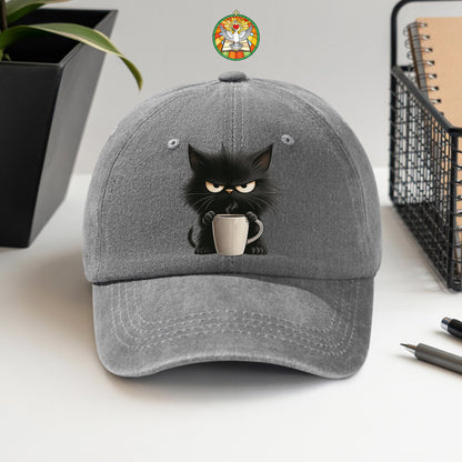 Grumpy Cat Coffee Baseball Cap - Funny Coffee Lover Hat