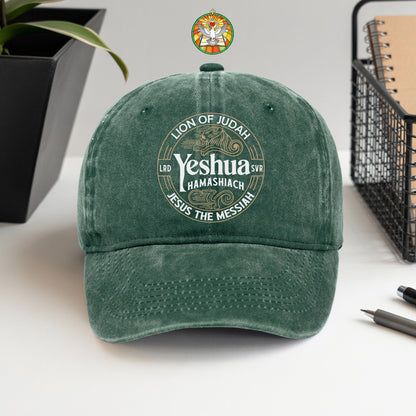 Lion of Judah Yeshua Hamashiach Embroidered Baseball Cap - Premium Christian Faith Hat