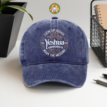 Lion of Judah Yeshua Hamashiach Embroidered Baseball Cap - Premium Christian Faith Hat
