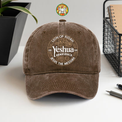 Lion of Judah Yeshua Hamashiach Embroidered Baseball Cap - Premium Christian Faith Hat