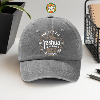Lion of Judah Yeshua Hamashiach Embroidered Baseball Cap - Premium Christian Faith Hat