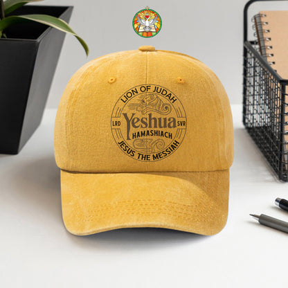 Lion of Judah Yeshua Hamashiach Embroidered Baseball Cap - Premium Christian Faith Hat