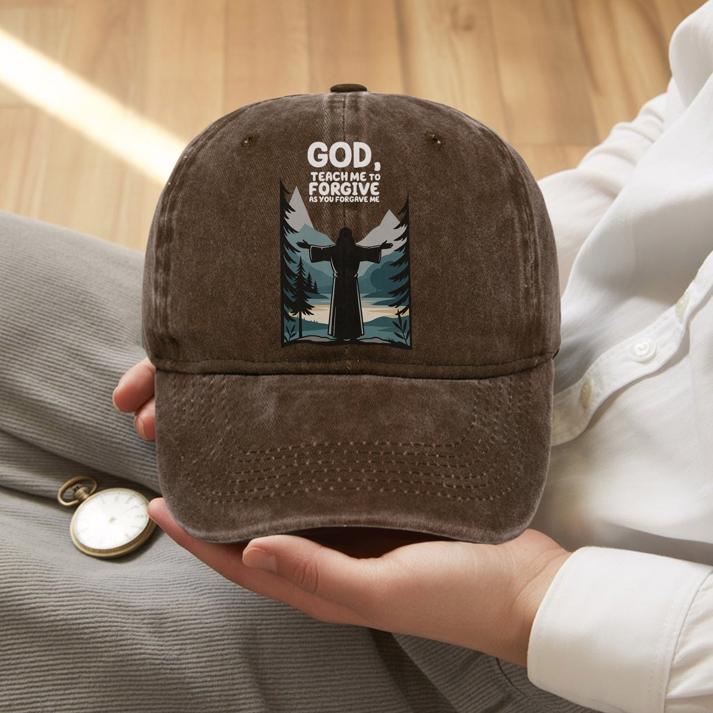 God, Teach Me To Forgive As You Forgive Me Washed Cap - Christian Forgiveness Prayer Declaration