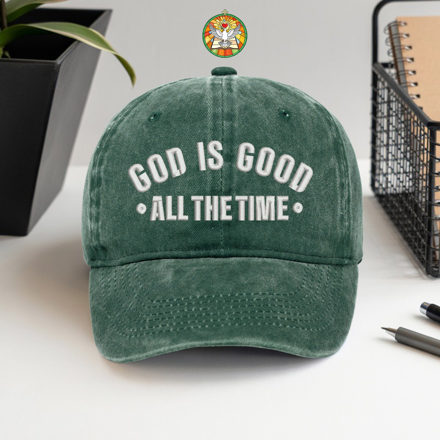 God Is Good All The Time Washed Cap - Christian Faith Declaration Hat