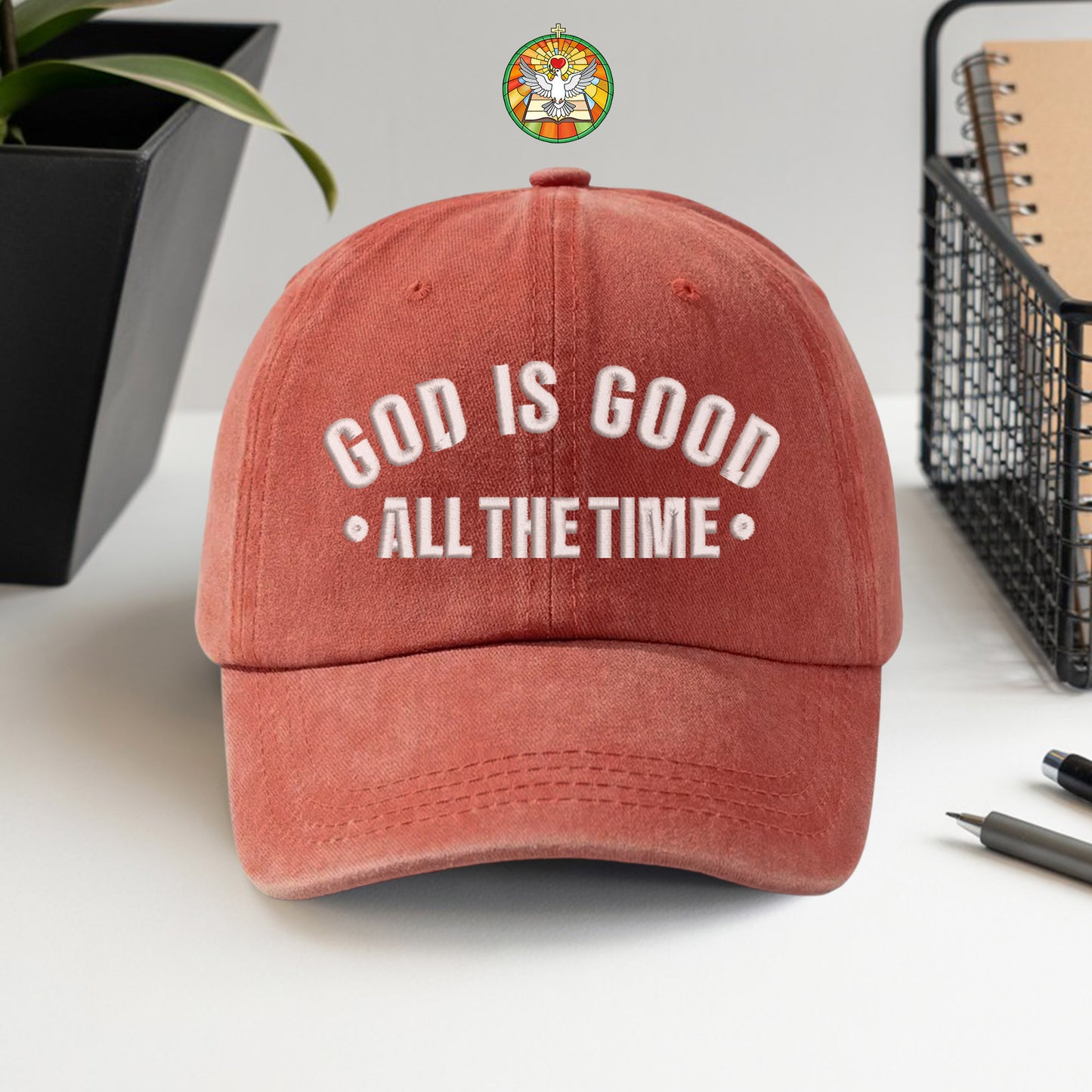God Is Good All The Time Washed Cap - Christian Faith Declaration Hat