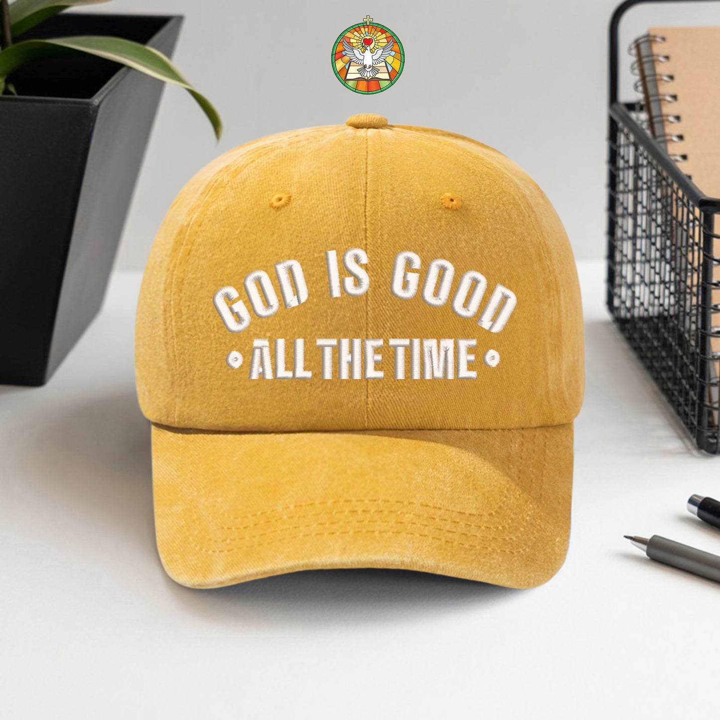 God Is Good All The Time Washed Cap - Christian Faith Declaration Hat