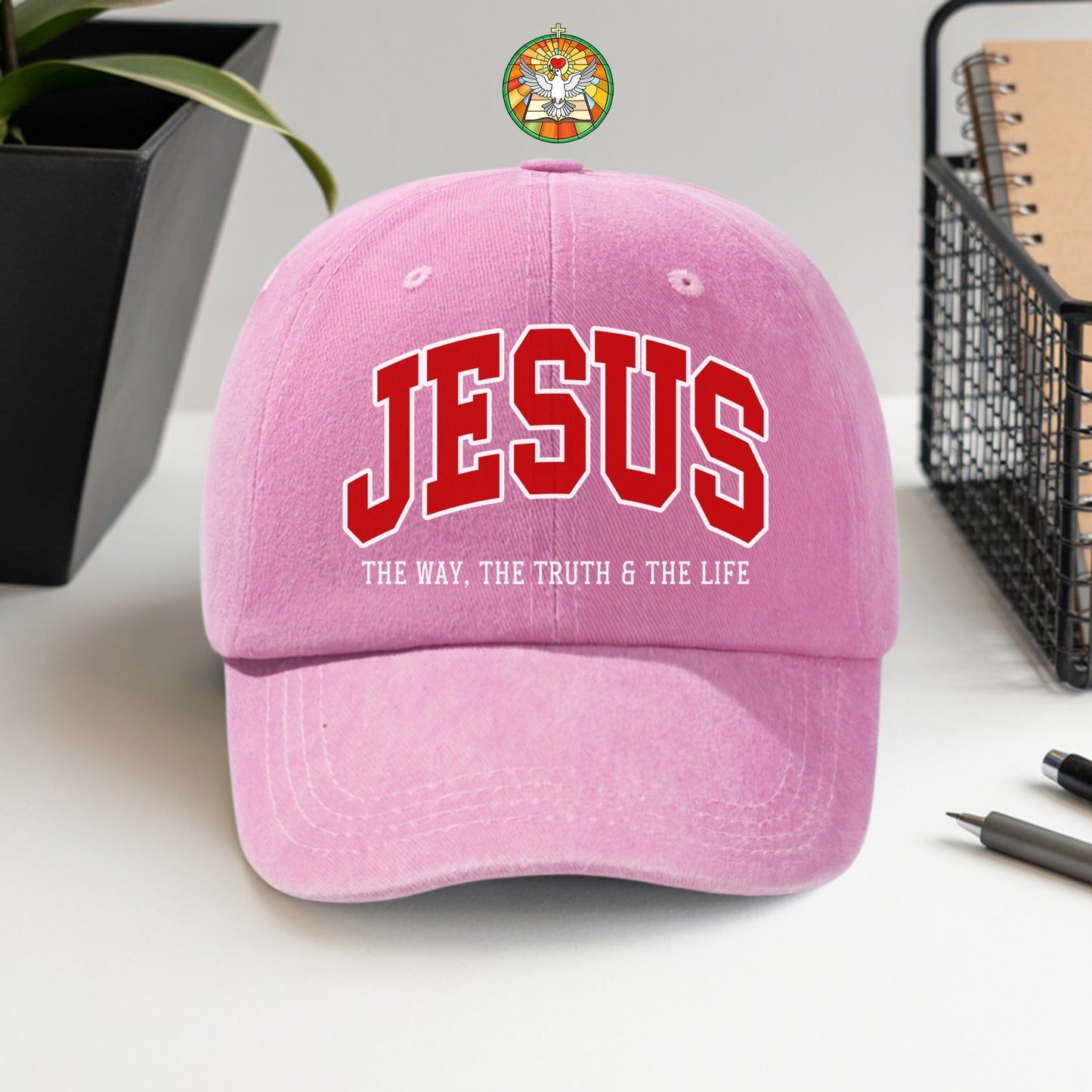 Jesus The Way, The Truth & The Life Washed Cap - Collegiate Style Christian Faith Declaration