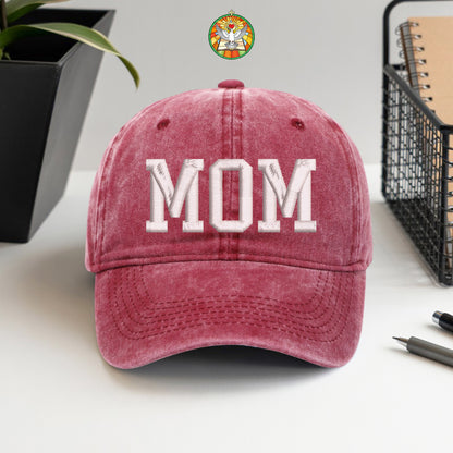 Classic MOM Hat - Premium Embroidered Washed Cotton Cap, Perfect Mother's Day Gift for Mom, Wife, Grandma