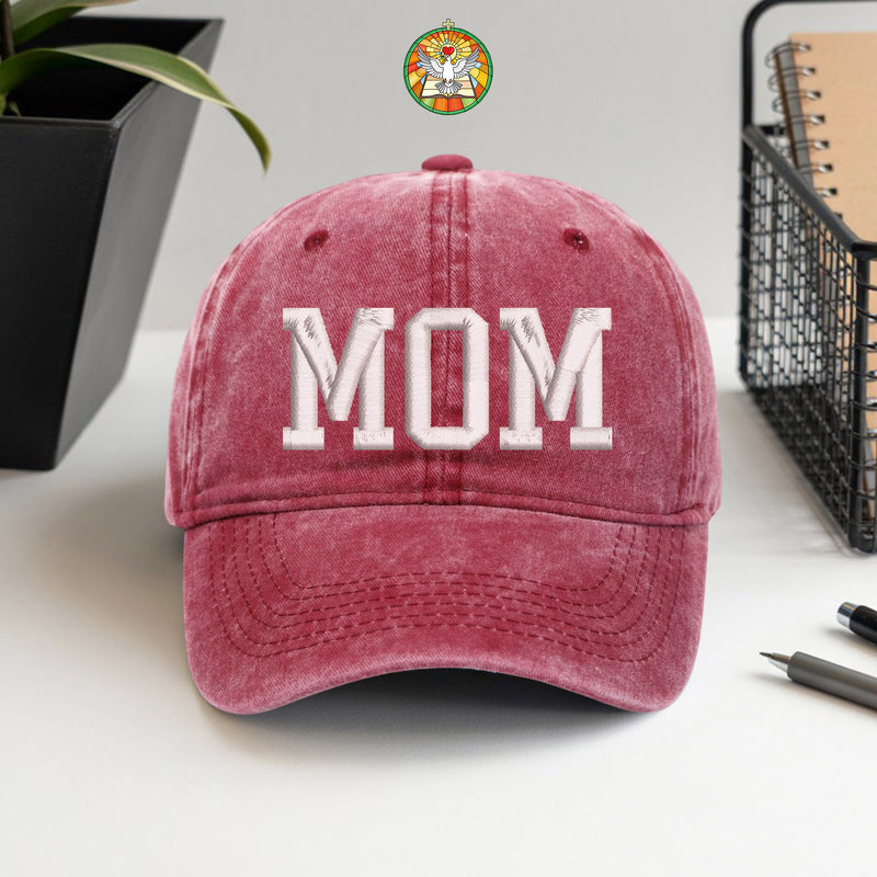 Classic MOM Hat - Premium Embroidered Washed Cotton Cap, Perfect Mother's Day Gift for Mom, Wife, Grandma