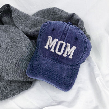 Classic MOM Hat - Premium Embroidered Washed Cotton Cap, Perfect Mother's Day Gift for Mom, Wife, Grandma