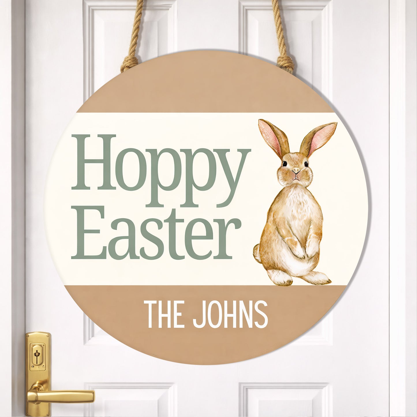 Personalized Hoppy Easter Bunny Wood Sign