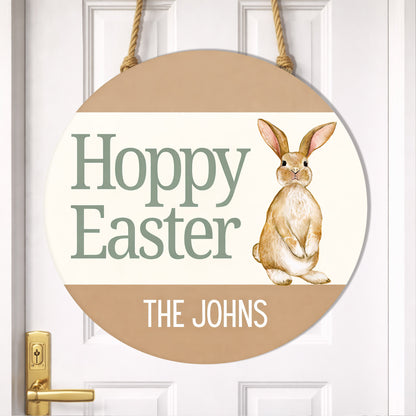 Personalized Hoppy Easter Bunny Wood Sign