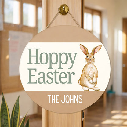 Personalized Hoppy Easter Bunny Wood Sign