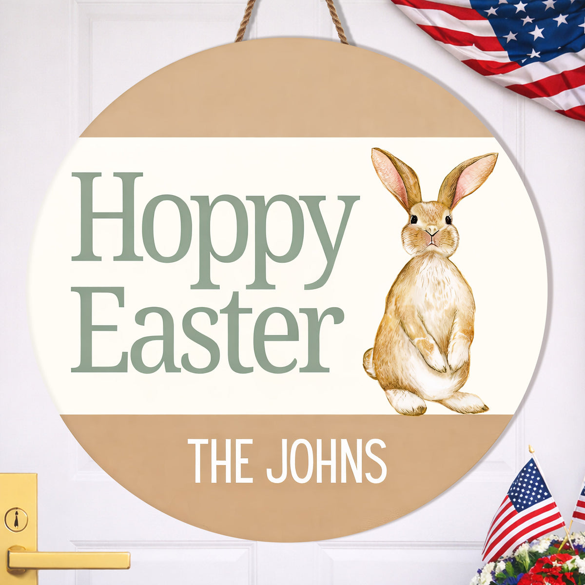 Personalized Hoppy Easter Bunny Wood Sign