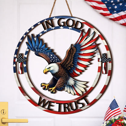 In God We Trust Patriotic Eagle Cross Door Hanger