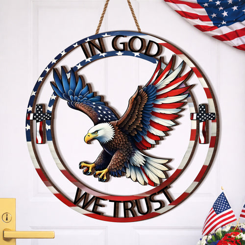 In God We Trust Patriotic Eagle Cross Door Hanger