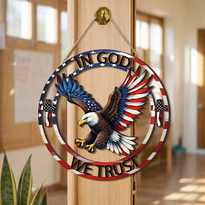 In God We Trust Patriotic Eagle Cross Door Hanger