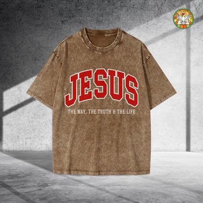 Jesus The Way The Truth & The Life Unisex Vintage Washed T-Shirt - Christian Faith Declaration