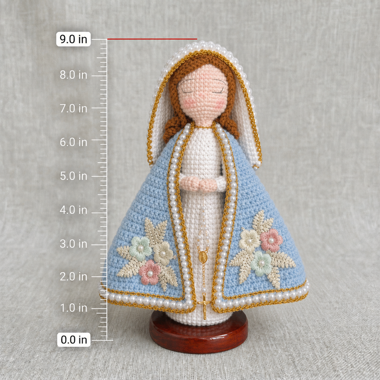🔥 LIMITED TIME OFFER - Handmade Crochet Virgin Mary Figurine with Wooden Base