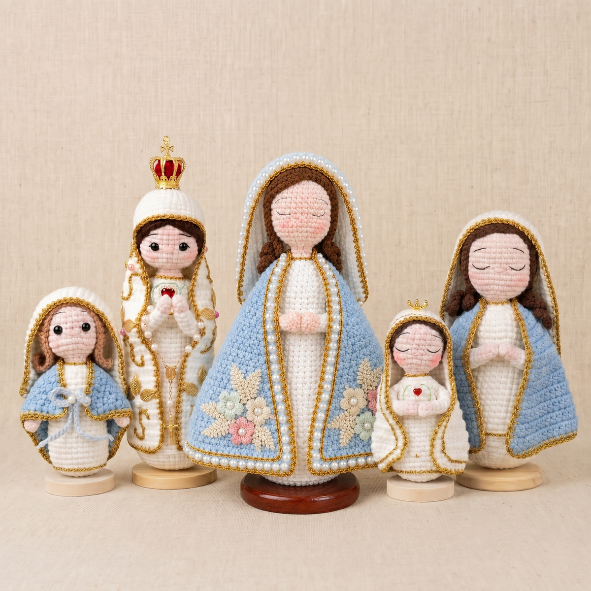 🔥 LIMITED TIME OFFER - Handmade Crochet Virgin Mary Figurine with Wooden Base