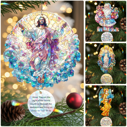 "Light of the World” Holo Acrylic 2-Layer Ornament with Prayer Tag