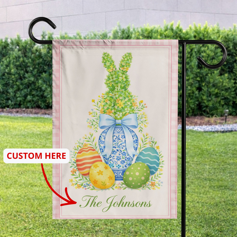 Personalized Easter Bunny & Egg Garden Flag – Celebrate Spring with Joy