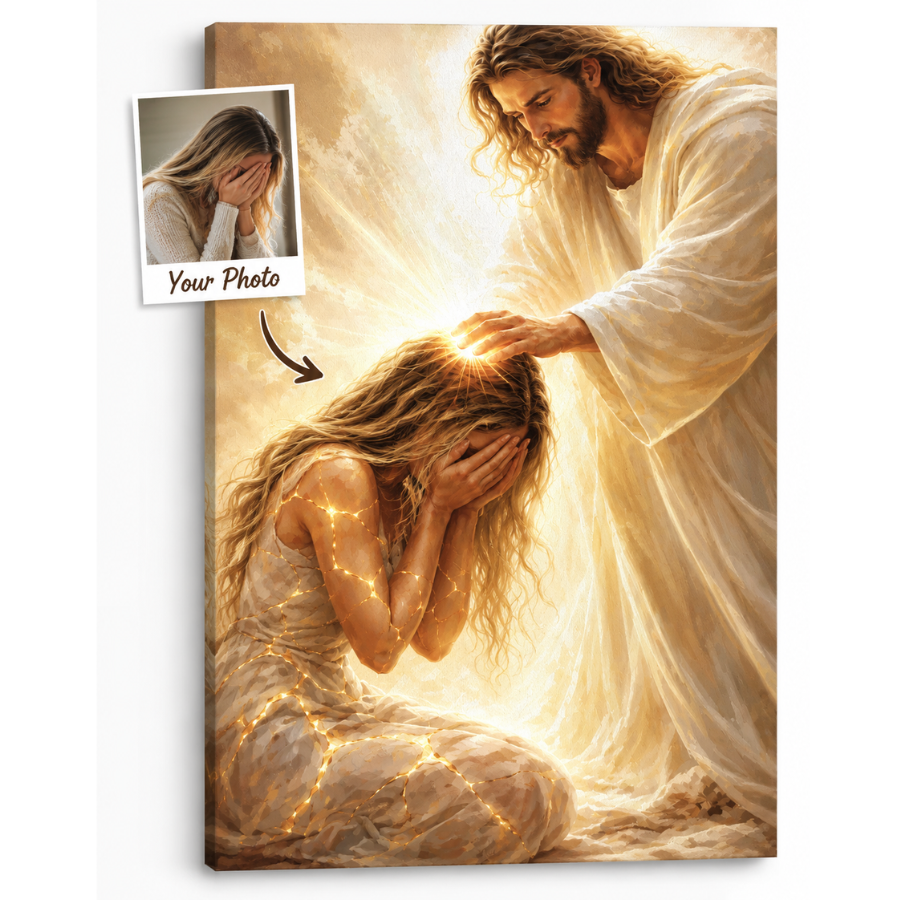 [CUSTOM PHOTO] Jesus Christ Healing Prayer Sacred Light Christian Wall Art Poster/Canvas