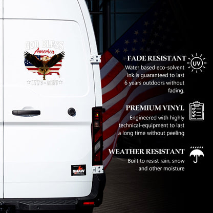 God Bless America Eagle Cross 1776–2026 – Waterproof Christian Sticker for Car, Laptop, Water Bottle & More
