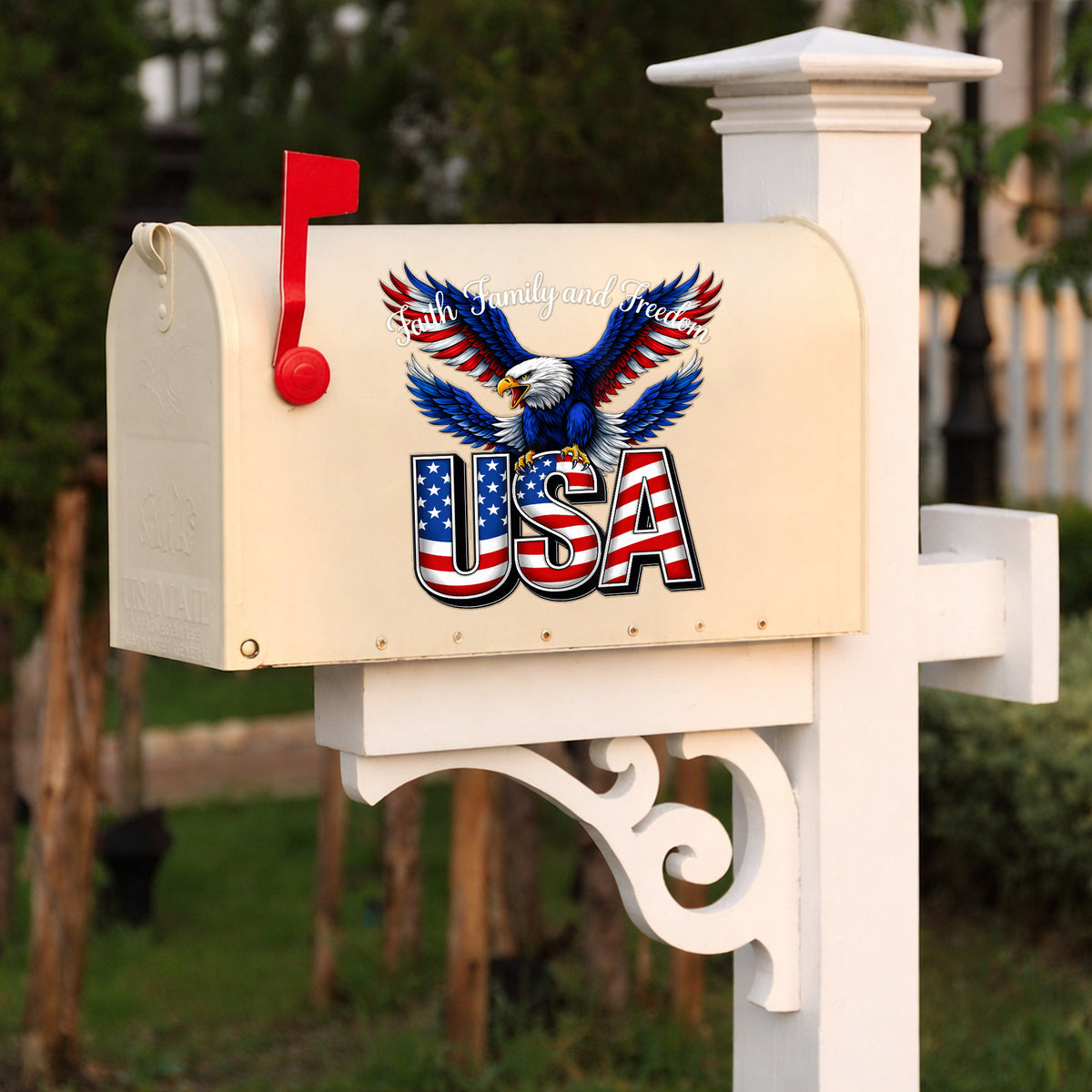 [NEW] Faith, Family, and Freedom USA Eagle Decal for Car, Truck, Bottle, Laptop & More