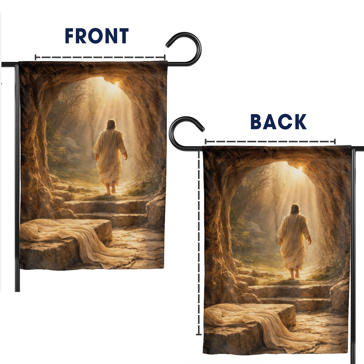 Resurrection Morning – Jesus Walks from the Tomb Easter Garden Flag