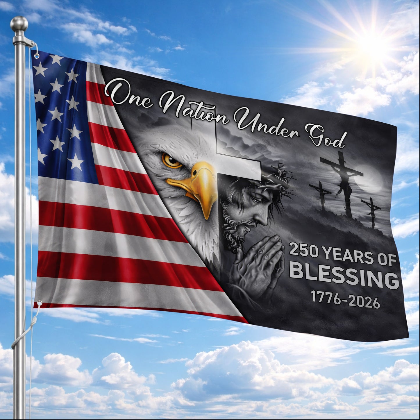 One Nation Under God 250 Years of Blessing (1776–2026) - House Flag/Garden Flag