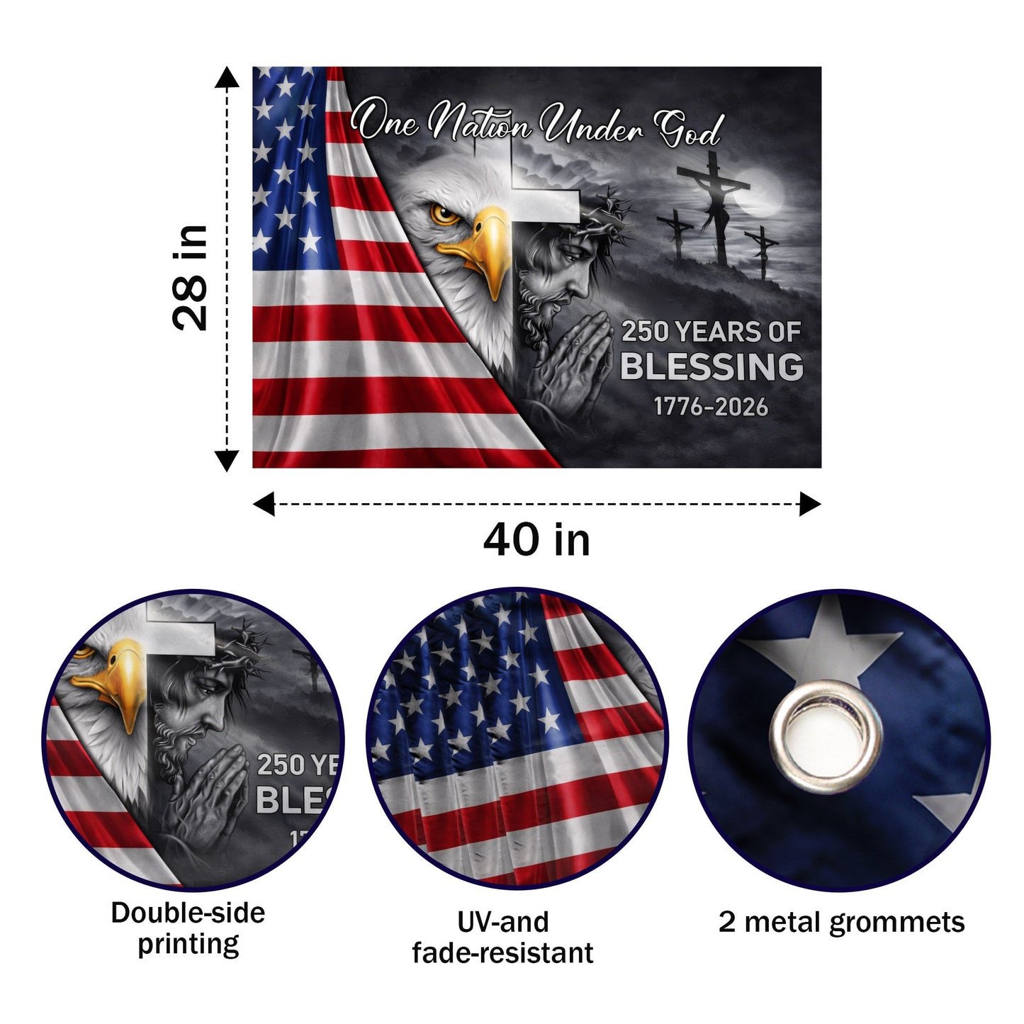 One Nation Under God 250 Years of Blessing (1776–2026) - House Flag/Garden Flag