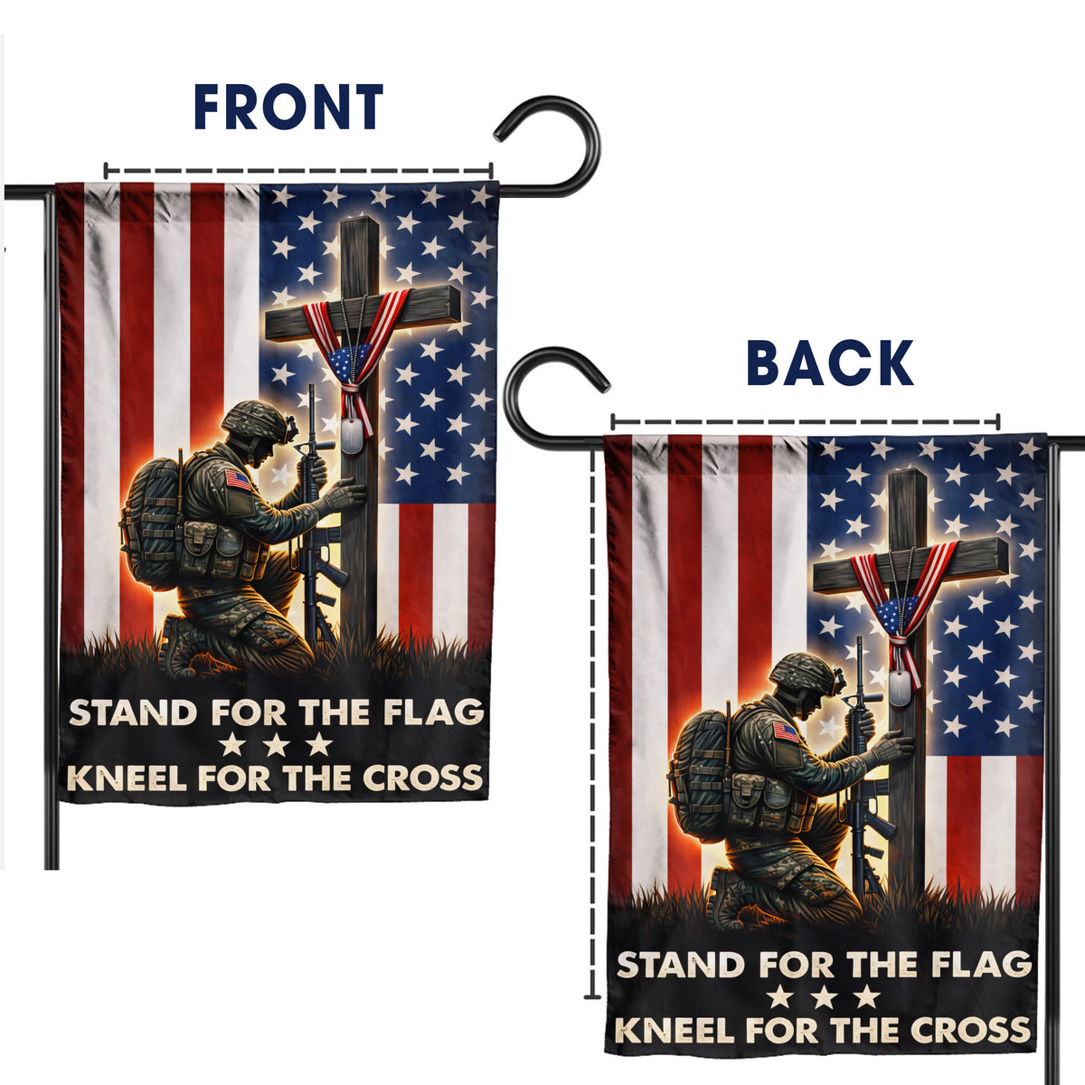 Patriotic Soldier Prayer Cross Garden Flag