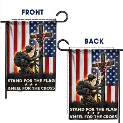 Patriotic Soldier Prayer Cross Garden Flag