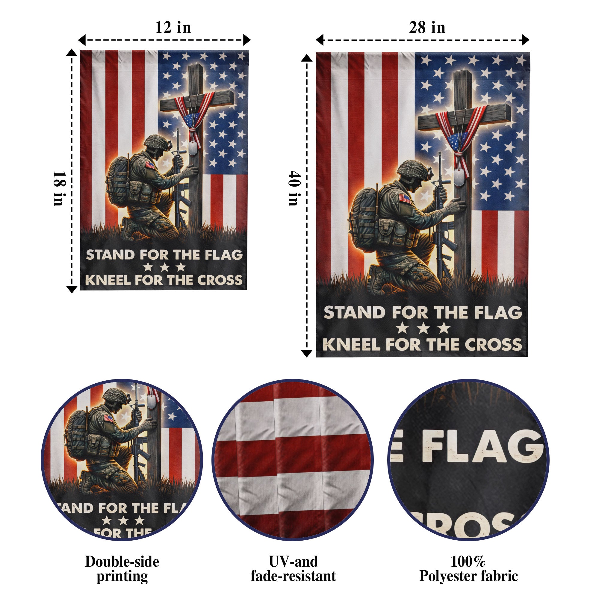 Patriotic Soldier Prayer Cross Garden Flag